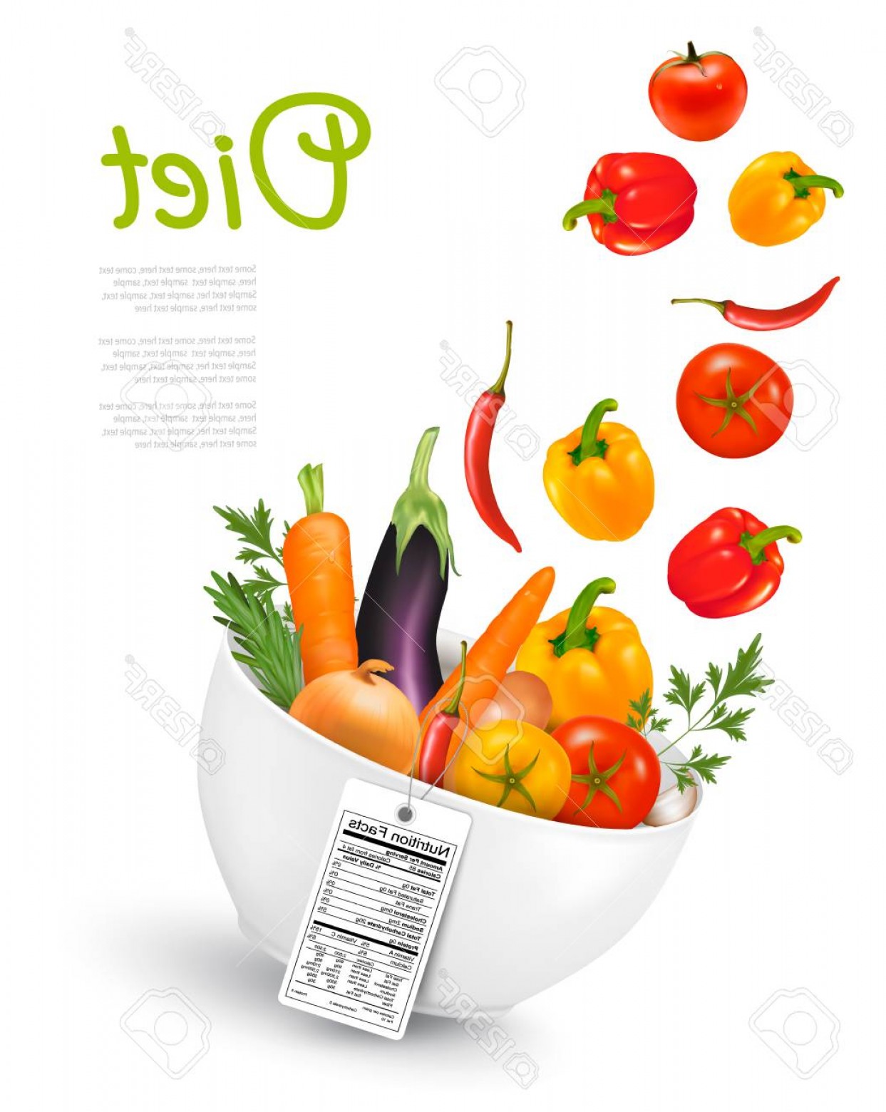 Photostock Vector Fruit In A Bowl With A Nutritional Label Concept 1243x1560 Photostock Vector Fruit In A Bowl With A Nutritional Label Concept