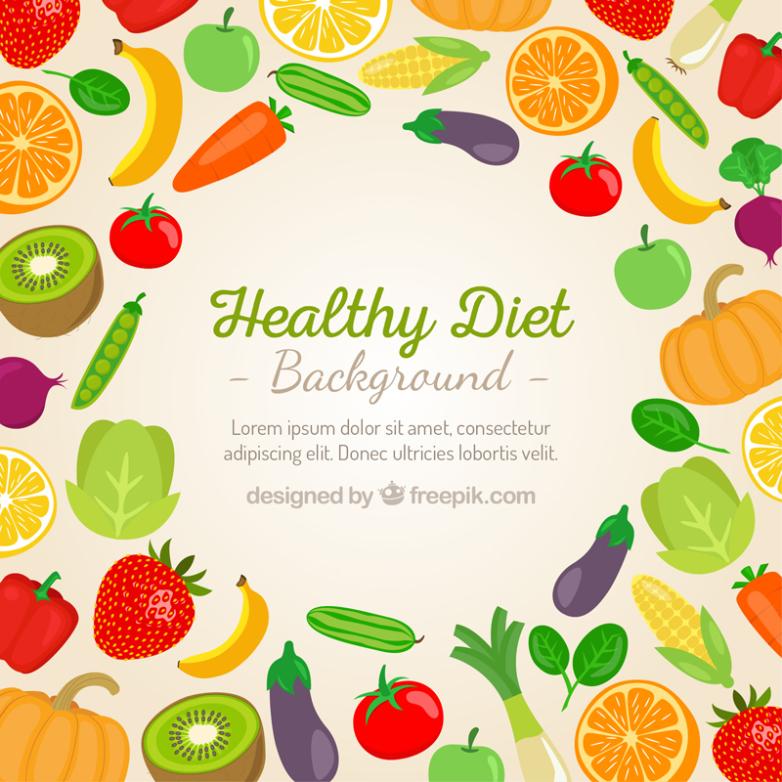 Background Colored Fruits And Vegetables And Healthy Diet Vector 782x782 Background Colored Fruits And Vegetables And Healthy Diet Vector