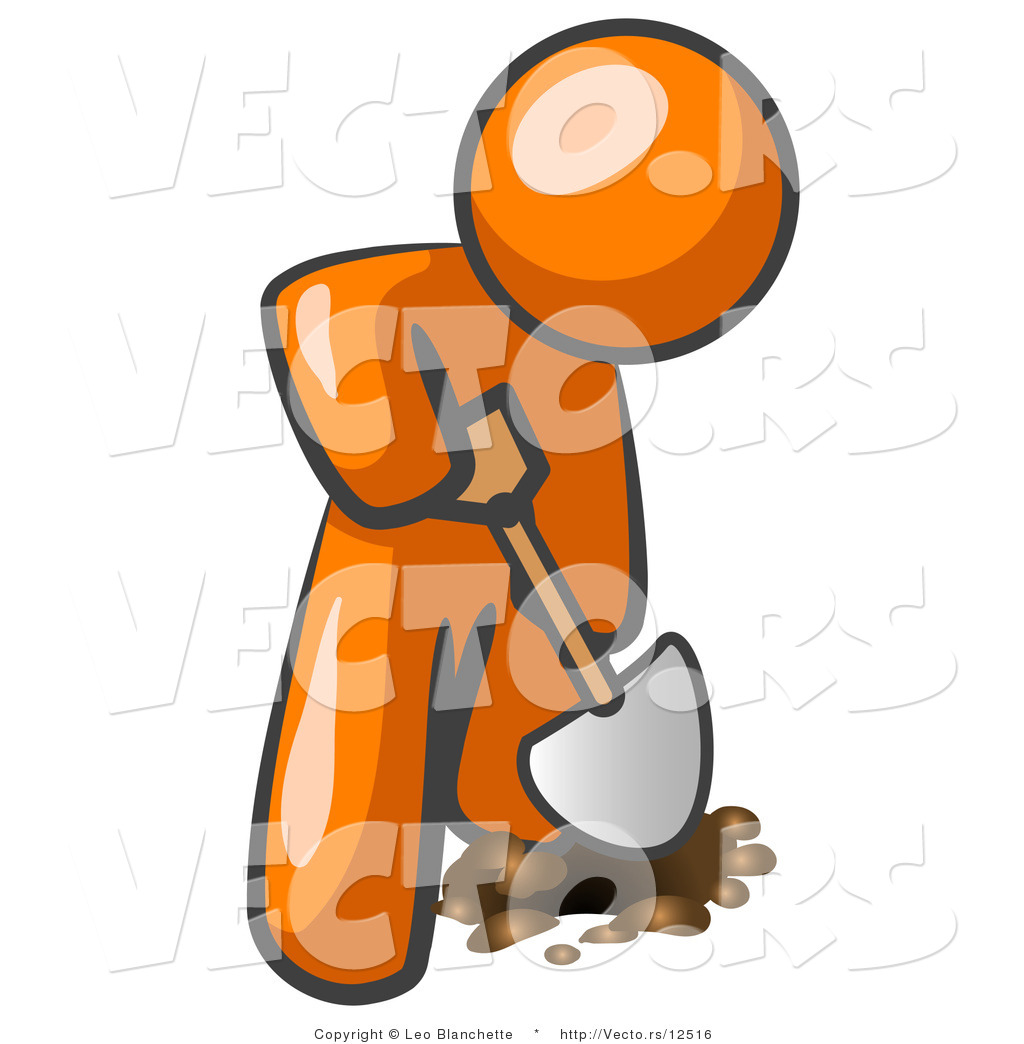 1024x1044 Vector Of Orange Guy Using A Shovel To Dig A Hole For A Plant