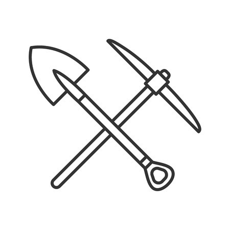 450x450 Crossed Shovel And Pickaxe Linear Icon Mining Thin Line