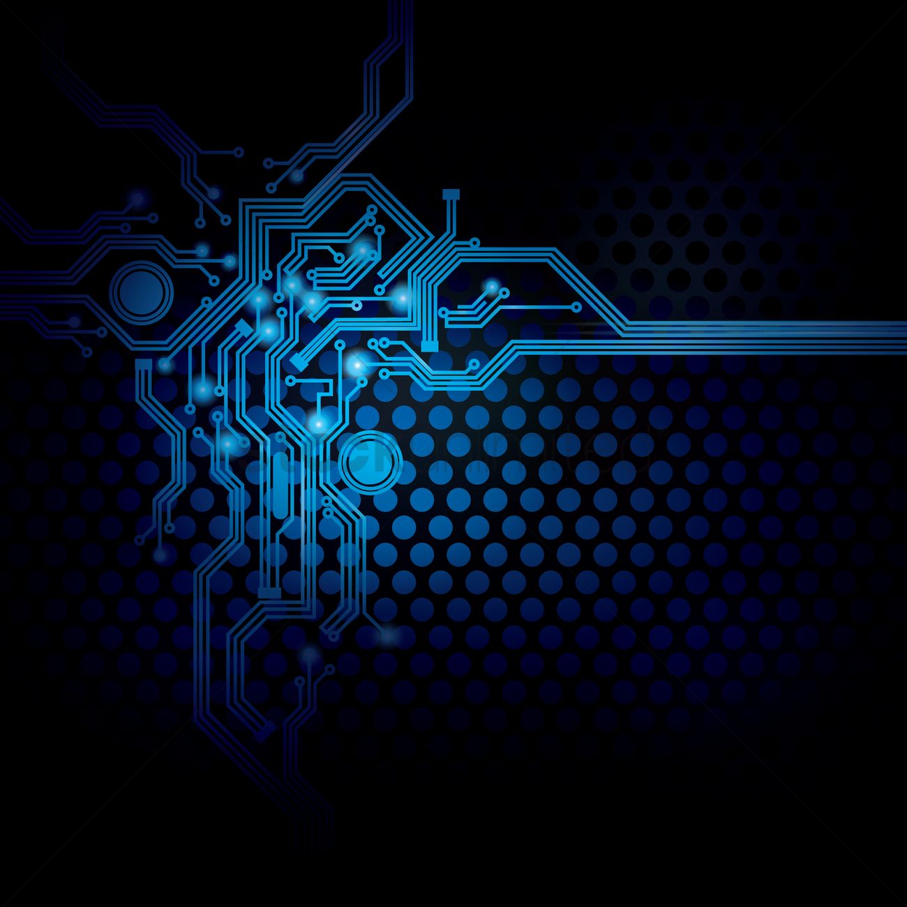 1300x1300 Circuit Design On Digital Background Vector Image