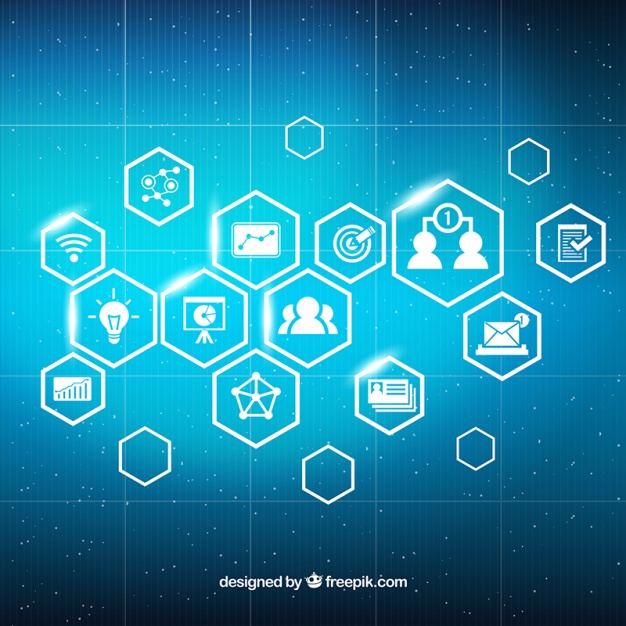 626x626 Digital Marketing Background With Shiny Icons Vector Free Download