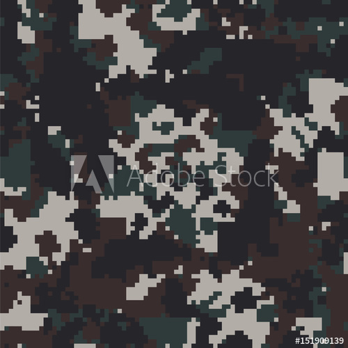 500x500 Seamless Dark Brown Green And Black Pixel Digital Camo Pattern