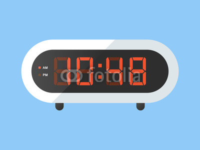 400x300 Digital Alarm Clock Vector Illustration, On White Background