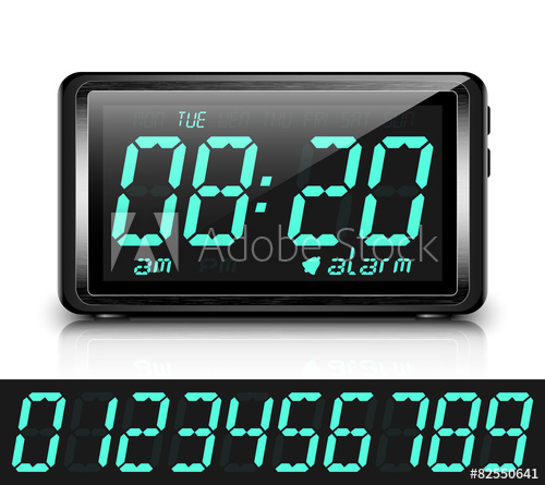 500x445 Digital Alarm Clock Vector Illustration