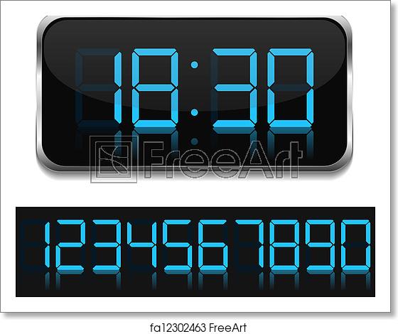 560x470 Free Art Print Of Digital Clock Blue Digital Clock, Vector