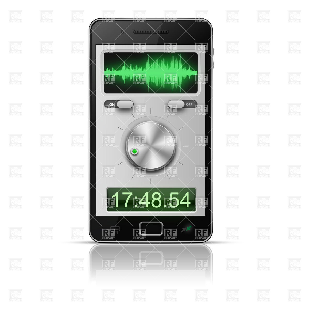 1200x1200 Smartphone Interface With Frequency Histogram And Digital Clock