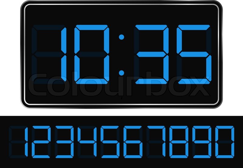 800x554 Vector Blue Digital Clock Stock Vector Colourbox