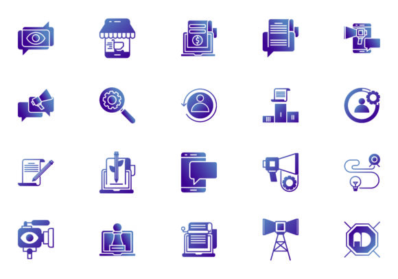 580x406 Digital Marketing Vector Icons Graphic