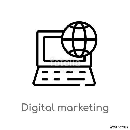 500x500 Outline Digital Marketing Vector Icon Isolated Black Simple Line