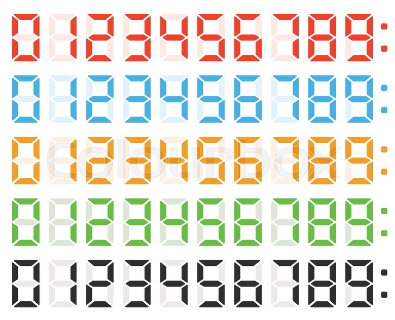 800x650 Vector Set Of Led Digital Numbers On Stock Vector Colourbox