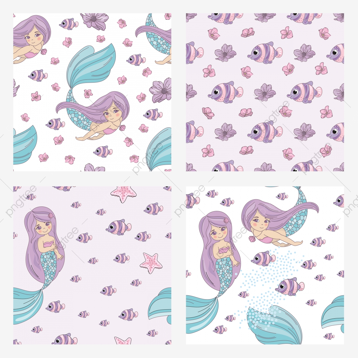 1200x1200 Design And Digital Paper Fabric Fish Mermaid Decorative Vector
