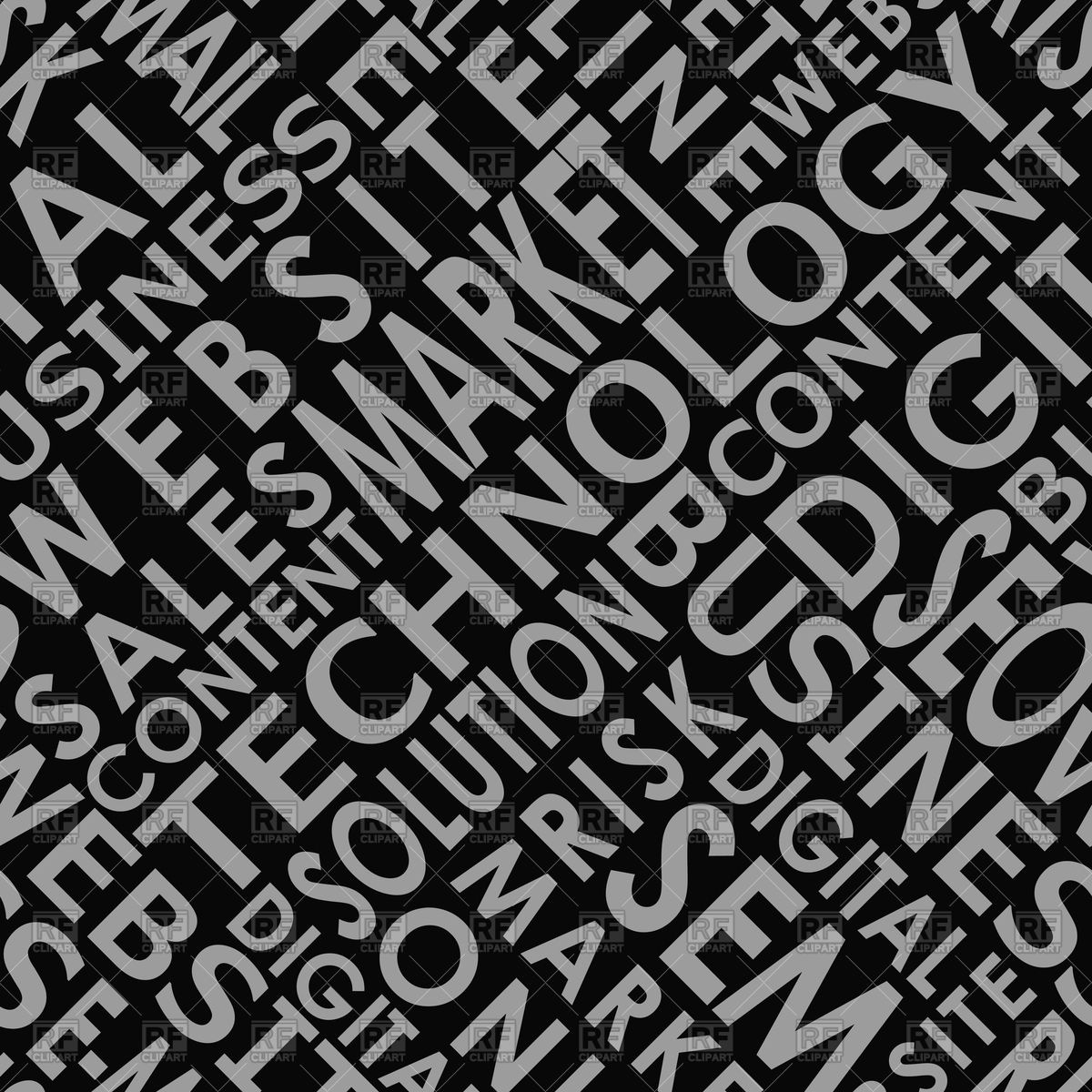 1200x1200 Digital Seamless Pattern With Words On Black Background Vector