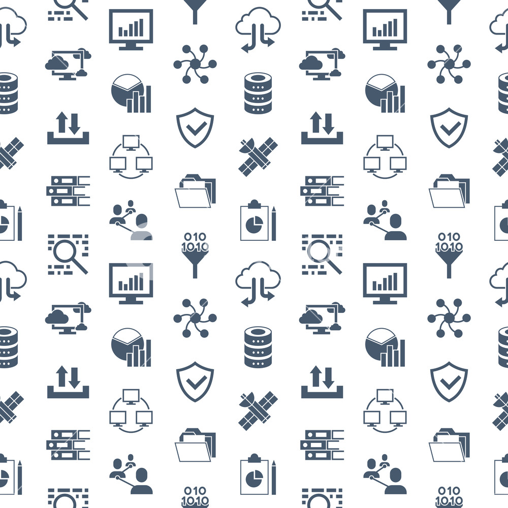 1000x1000 Digital Vector Big Data And Information Icons Set Seamless Pattern