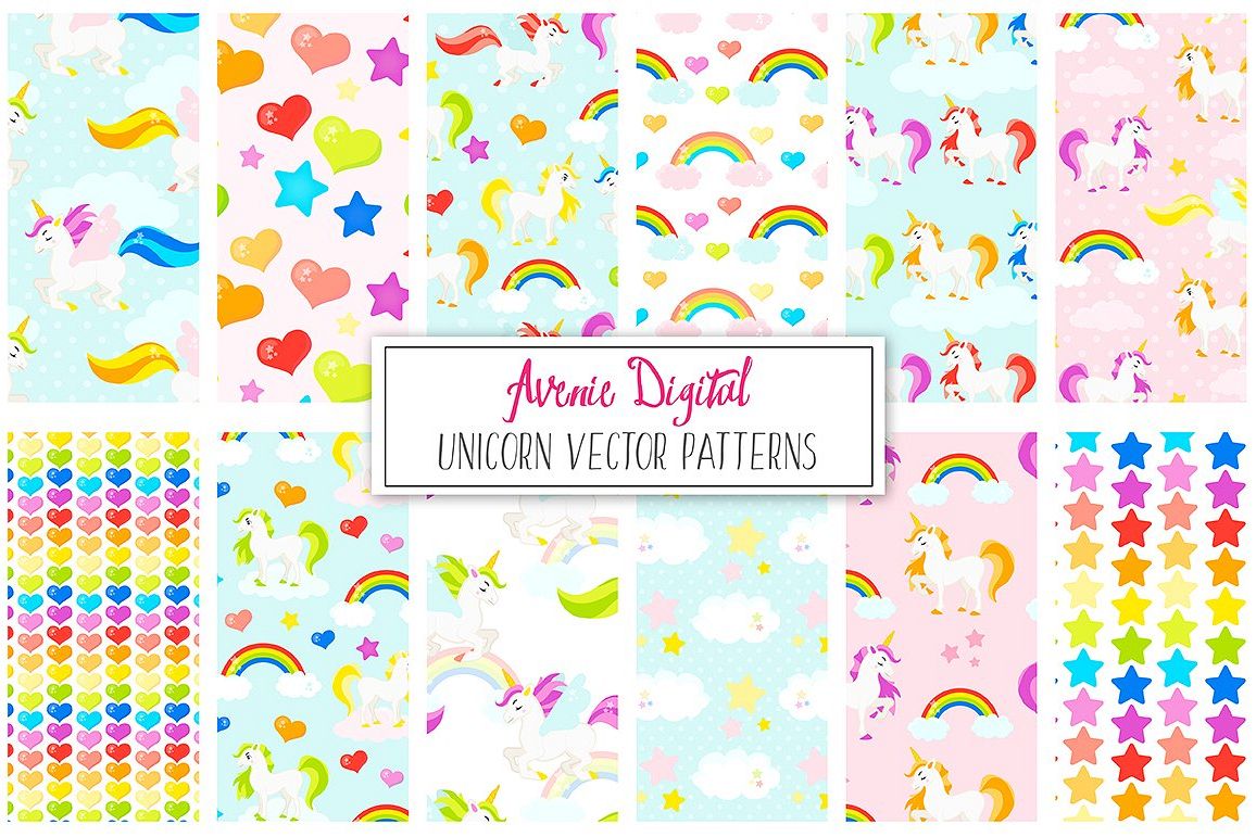 1156x771 Rainbow Unicorns Digital Paper And Vector Patterns