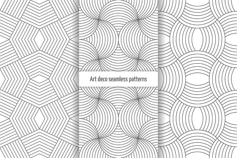 794x528 Set Of Art Deco Vector Seamless Patterns Digital Paper Etsy