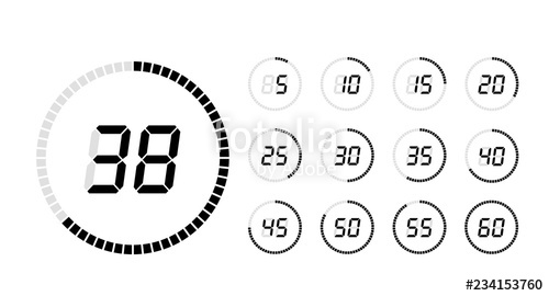 500x270 Countdown Clock Counter Timer Set Digital Timer, Stopwatch Vector