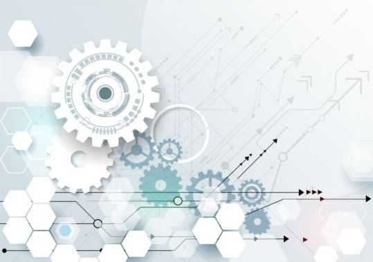 539x379 Digital Telecom Technology With Gearwheel Background Vector