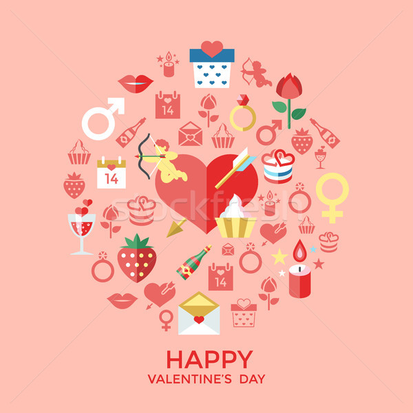 600x600 Digital Vector February Happy Valentine's Day Vector Illustration