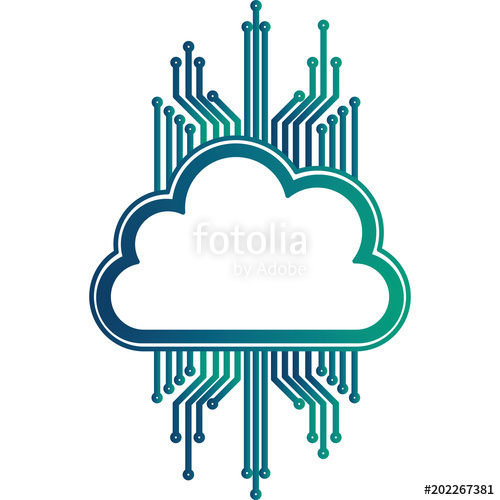 500x500 Cloud Storage Cyber Security Circuit Digital Vector Illustration