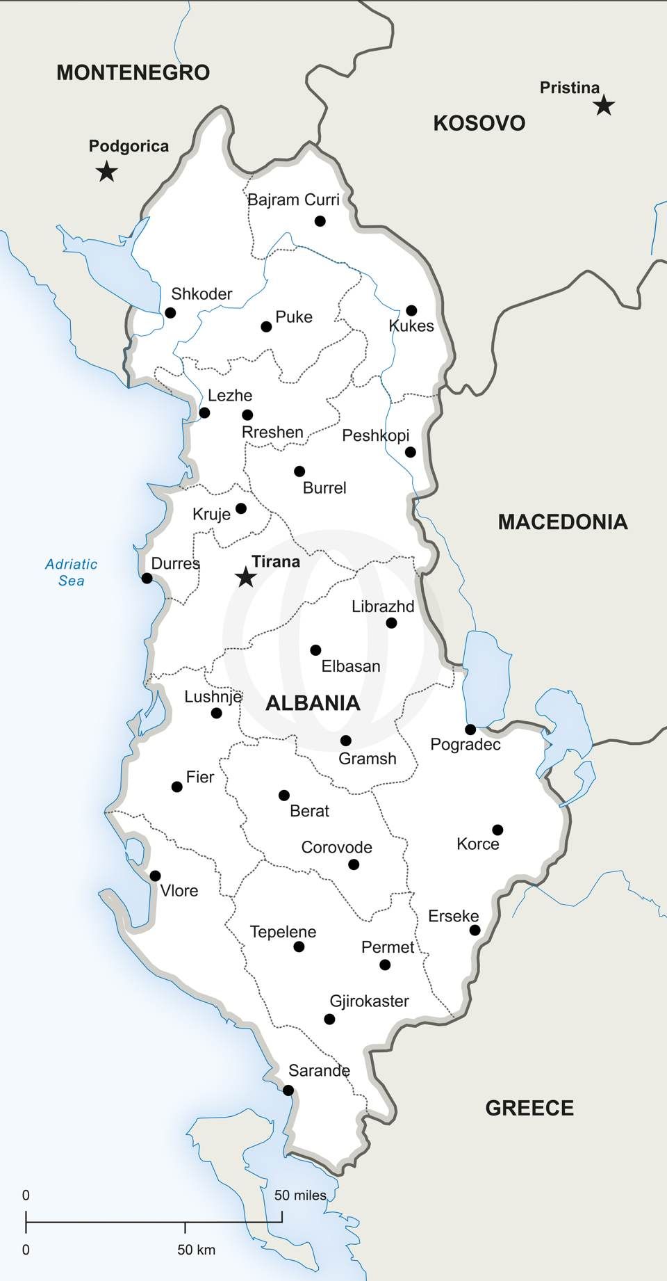 960x1842 Free Vector Map Of Albania Political Digital Vector Maps Map