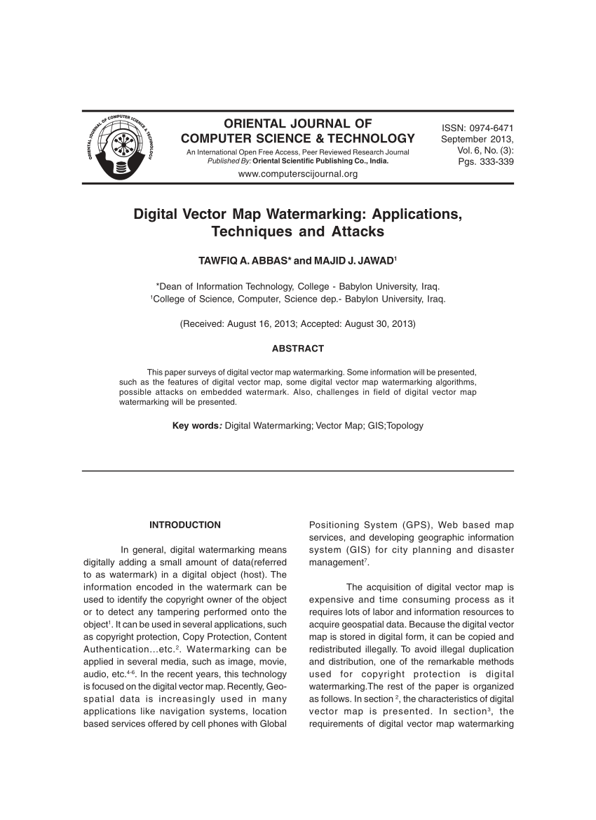 850x1169 Pdf Digital Vector Map Watermarking Applications, Techniques