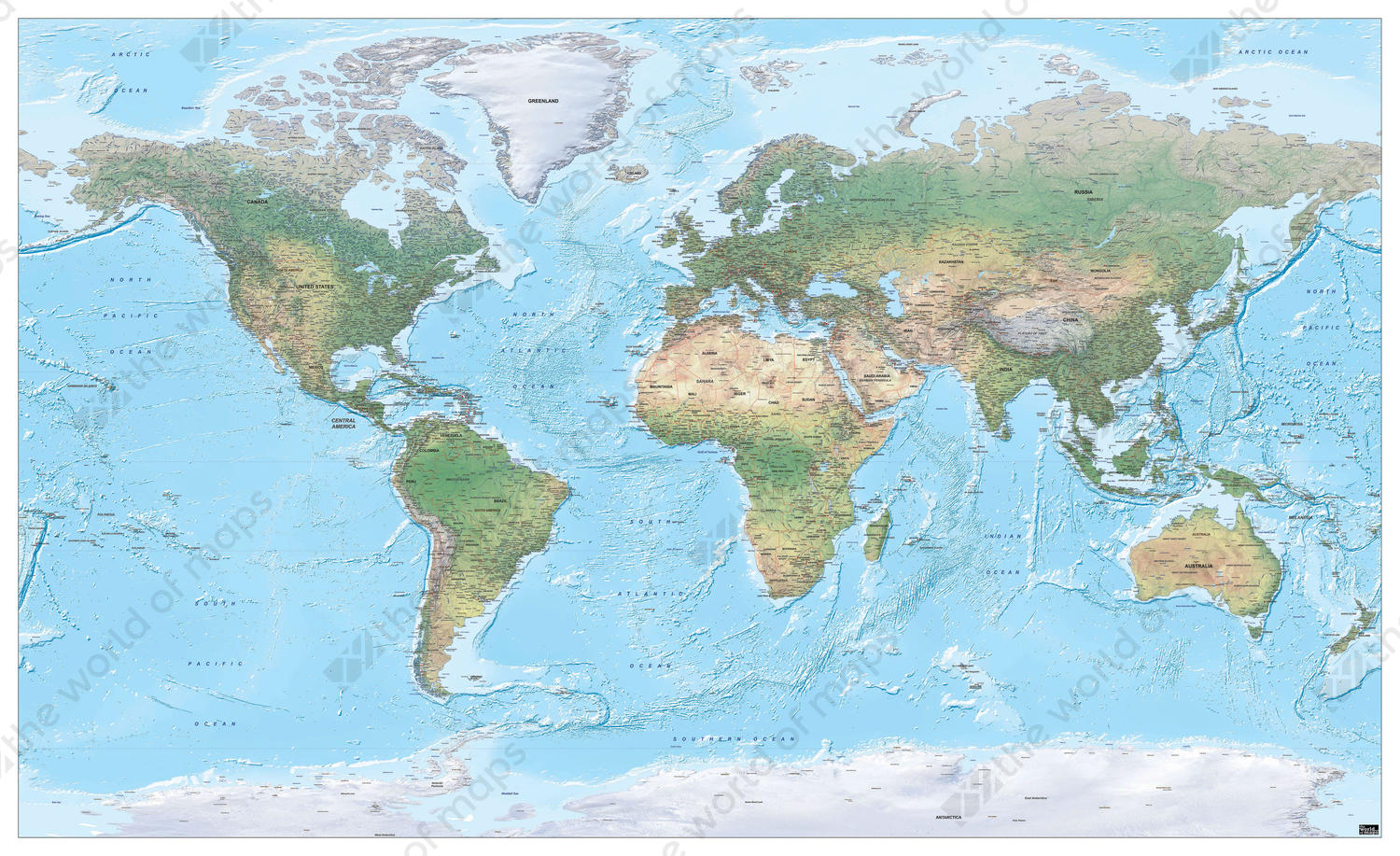 1500x917 Vector World Map Xxl Physical With Relief The World