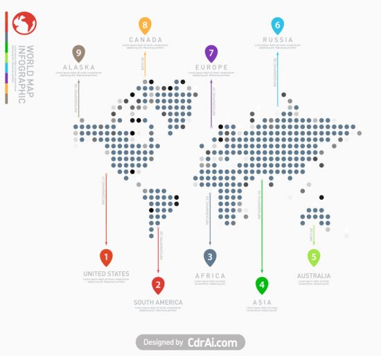 550x513 Digital World Map Infographic Vector Free Download