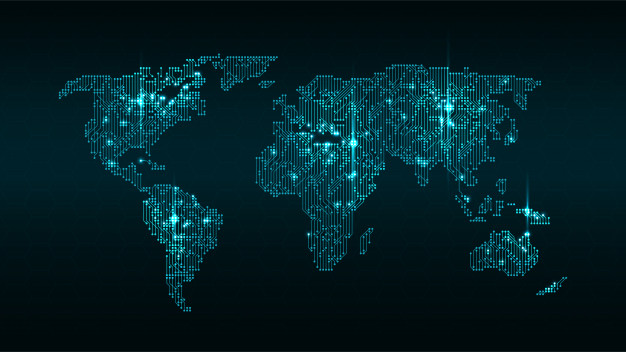 626x352 Glowing Digital World Map Vector Premium Download
