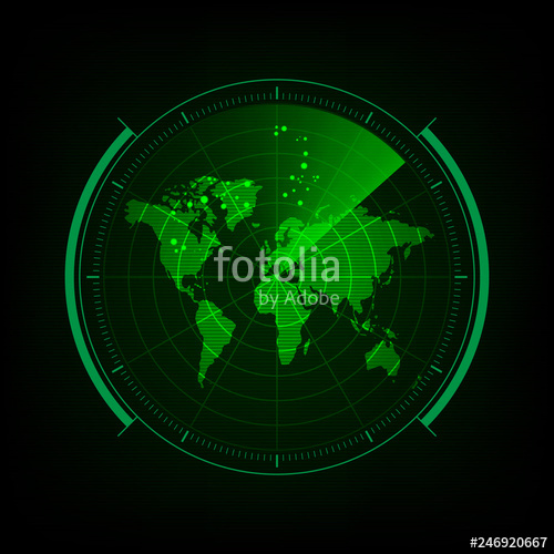 500x500 Radar Screen With Futuristic User Interface And Digital World Map