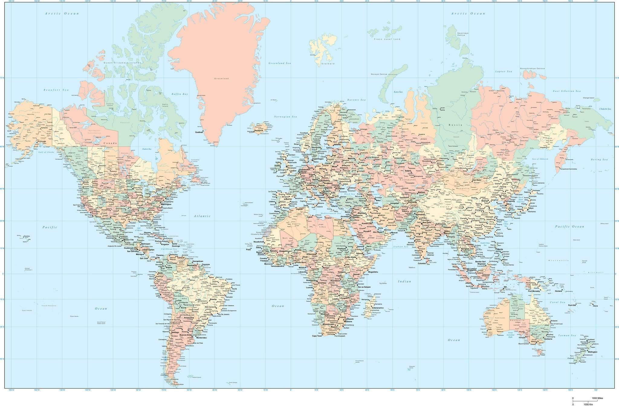 2048x1343 World Adobe Illustrator Vector Map With States And Provinces