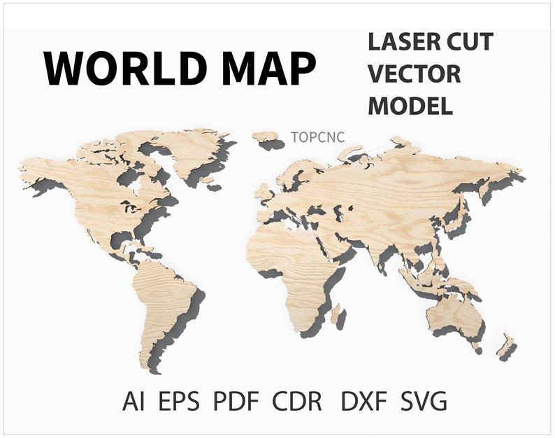 794x626 World Map Laser World Map Vector Digital Download Etsy