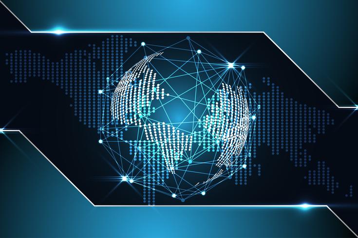 735x490 Abstract Technology Background Concept Digital World Map Dot
