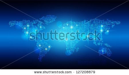450x263 Dot Com Vector Digital World Map Circuit, Globalization