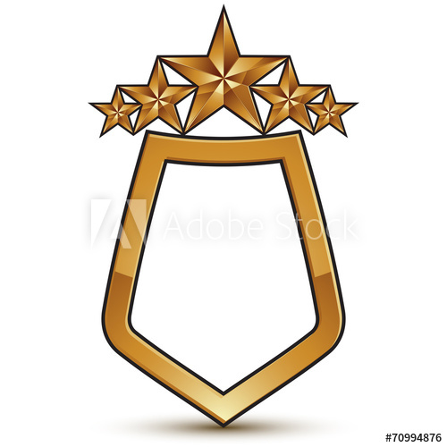 500x500 Heraldic Vector Template With Five Pentagonal Golden Stars, Dime