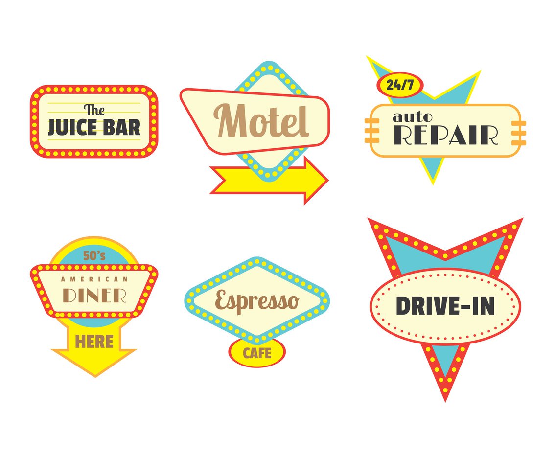 Retro Signs Vector Vector Art Graphics 1136x936 Retro Signs Vector Vector Art Graphics