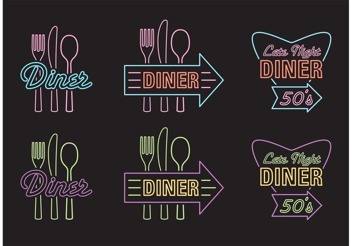 Diner Advertising Sign Vectors 700x490 Diner Advertising Sign Vectors