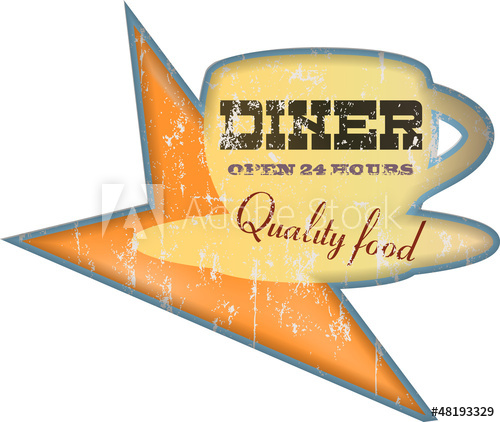 Vintage Diner Sign, Vector 500x422 Vintage Diner Sign, Vector