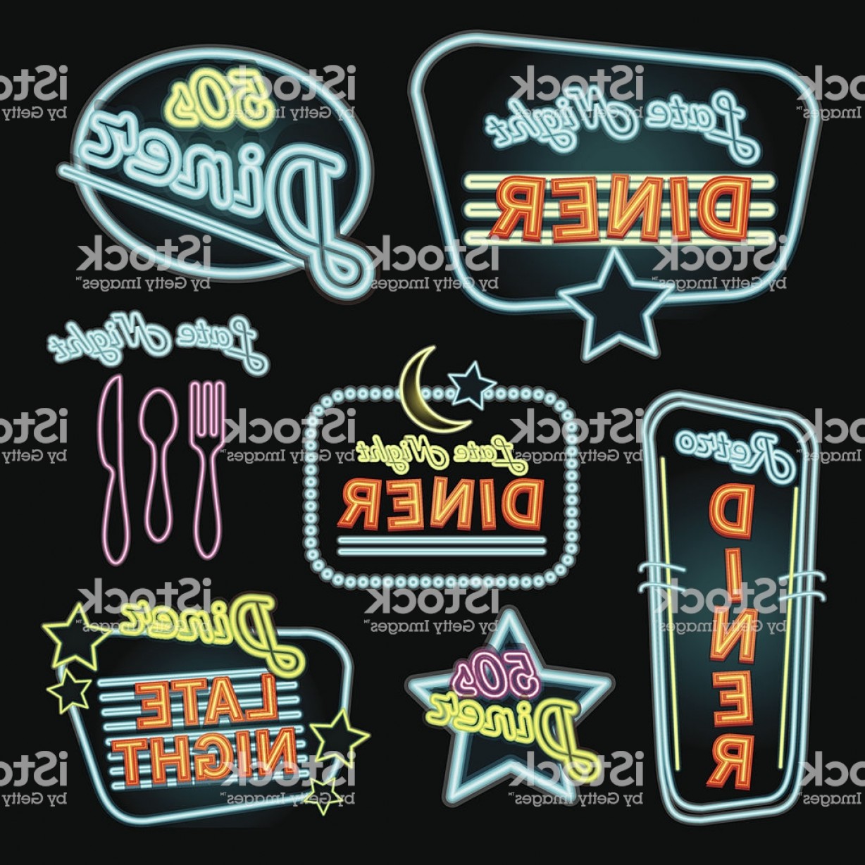 1228x1228 Late Night Retro Diner Neon Sign Set Gm Soidergi