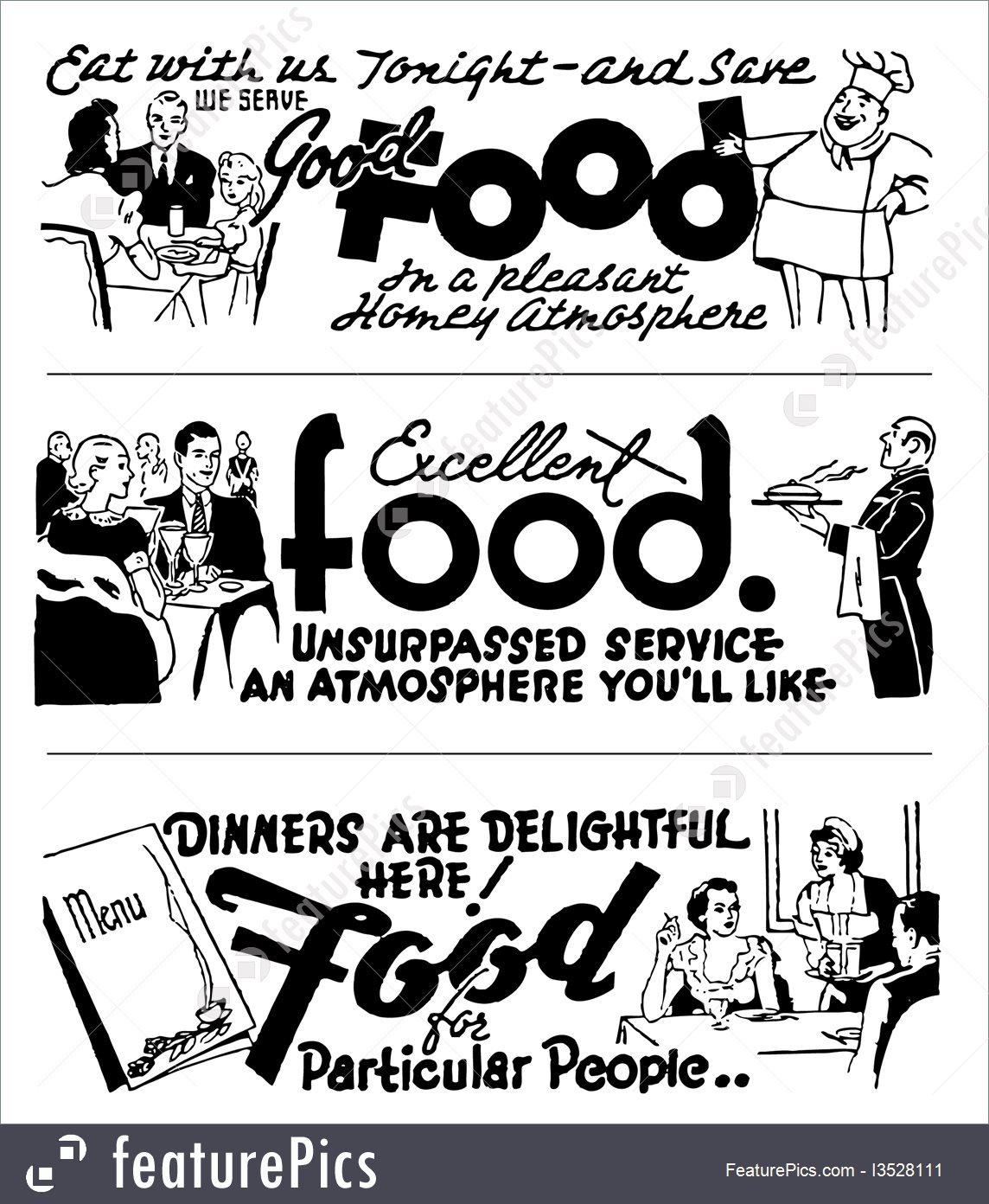 1144x1392 Vector Retro Diner Advertising Graphics
