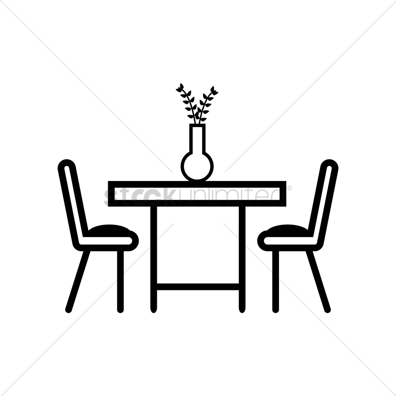 1300x1300 Dining Table With Two Chairs Vector Image