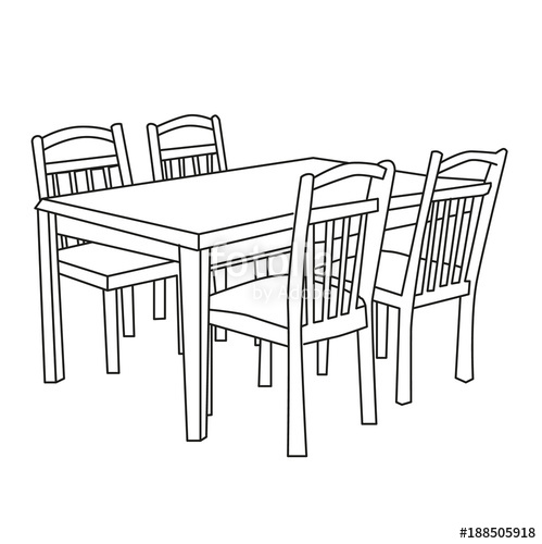 499x500 Sketch Dining Table With Chairs Stock Image And Royalty Free