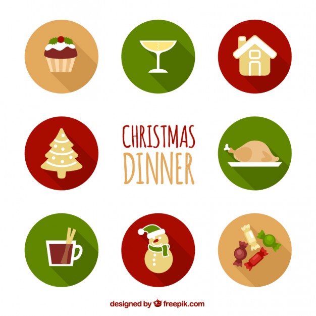 626x625 Collection Of Christmas Dinner Icons Vector Free Download
