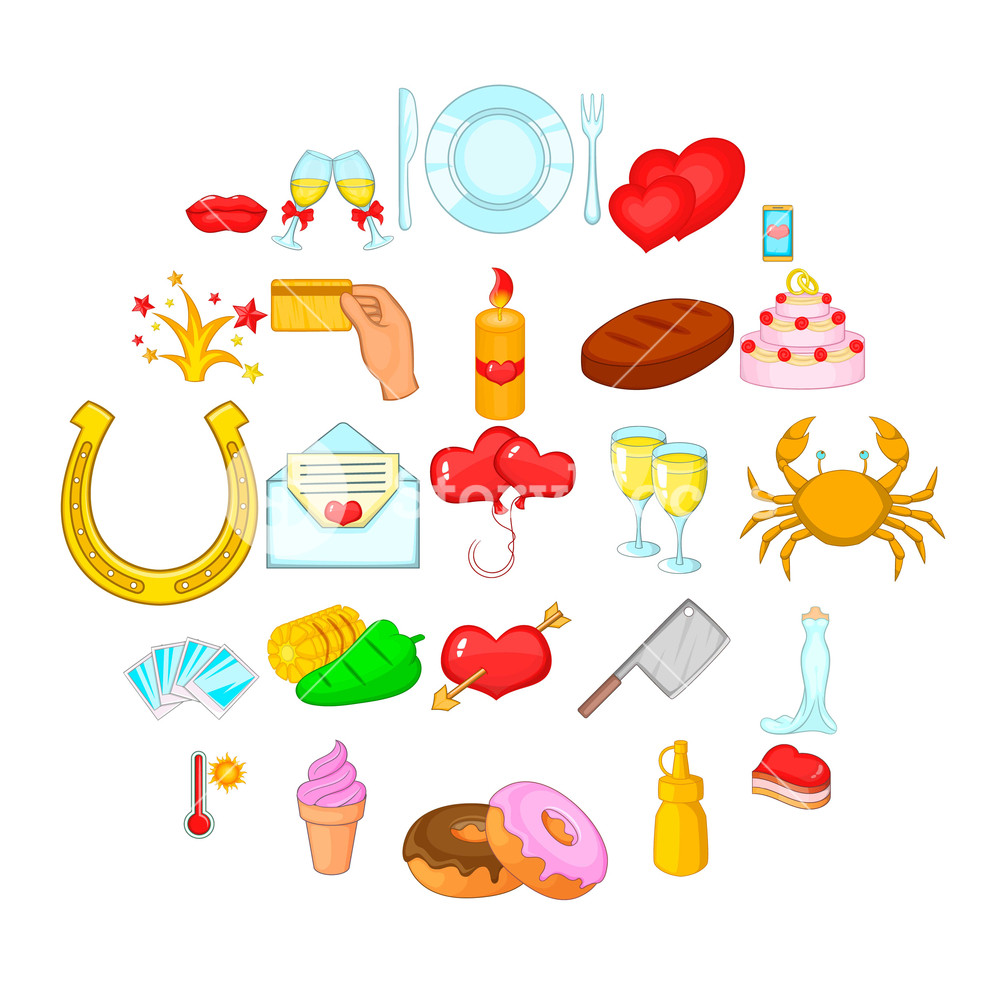 1000x1000 Guest For Dinner Icons Set Cartoon Set Of Guest For Dinner