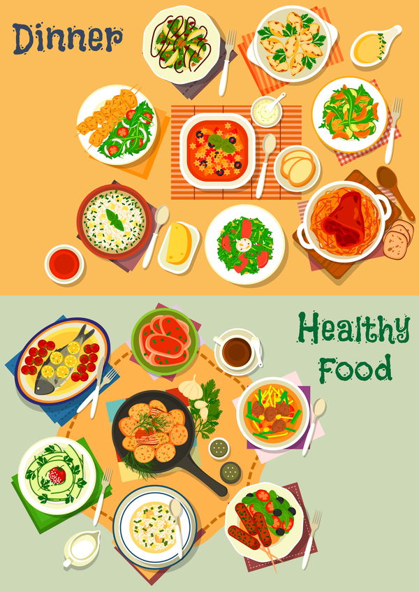 600x847 Healthy Dinner Food Vector Template Free Download