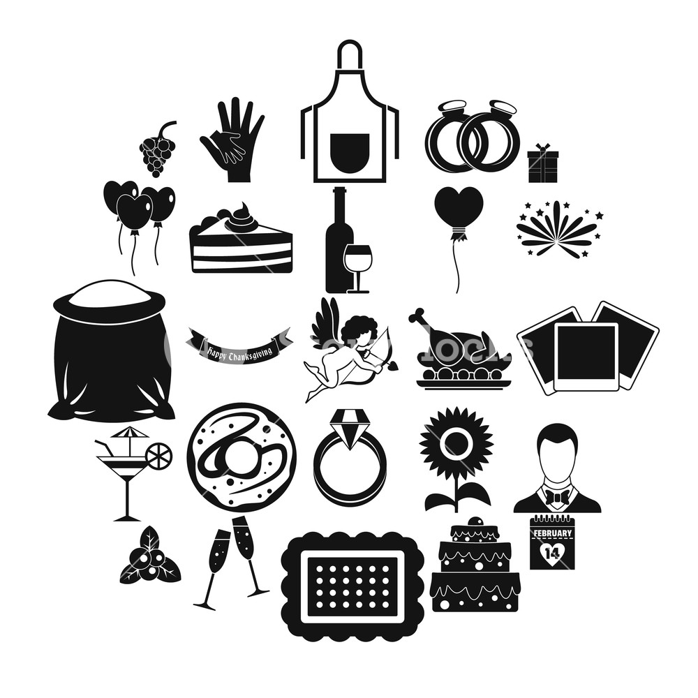 1000x1000 Romantic Dinner Icons Set Simple Set Of Romantic Dinner Vector