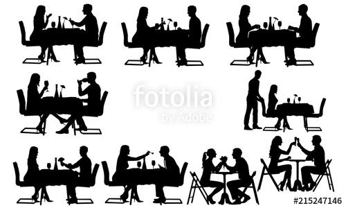 500x300 Couple Having Dinner Silhouette Dinner Vector Romantic Date