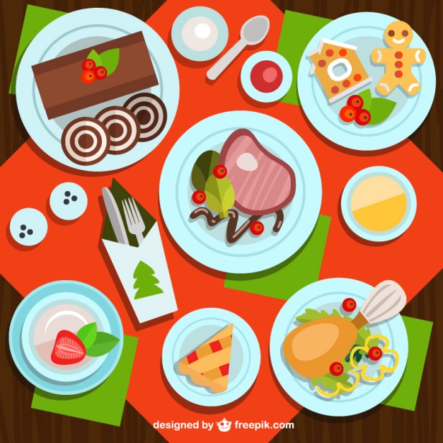 626x626 Delicious Crhristmas Dinner Vector Free Download