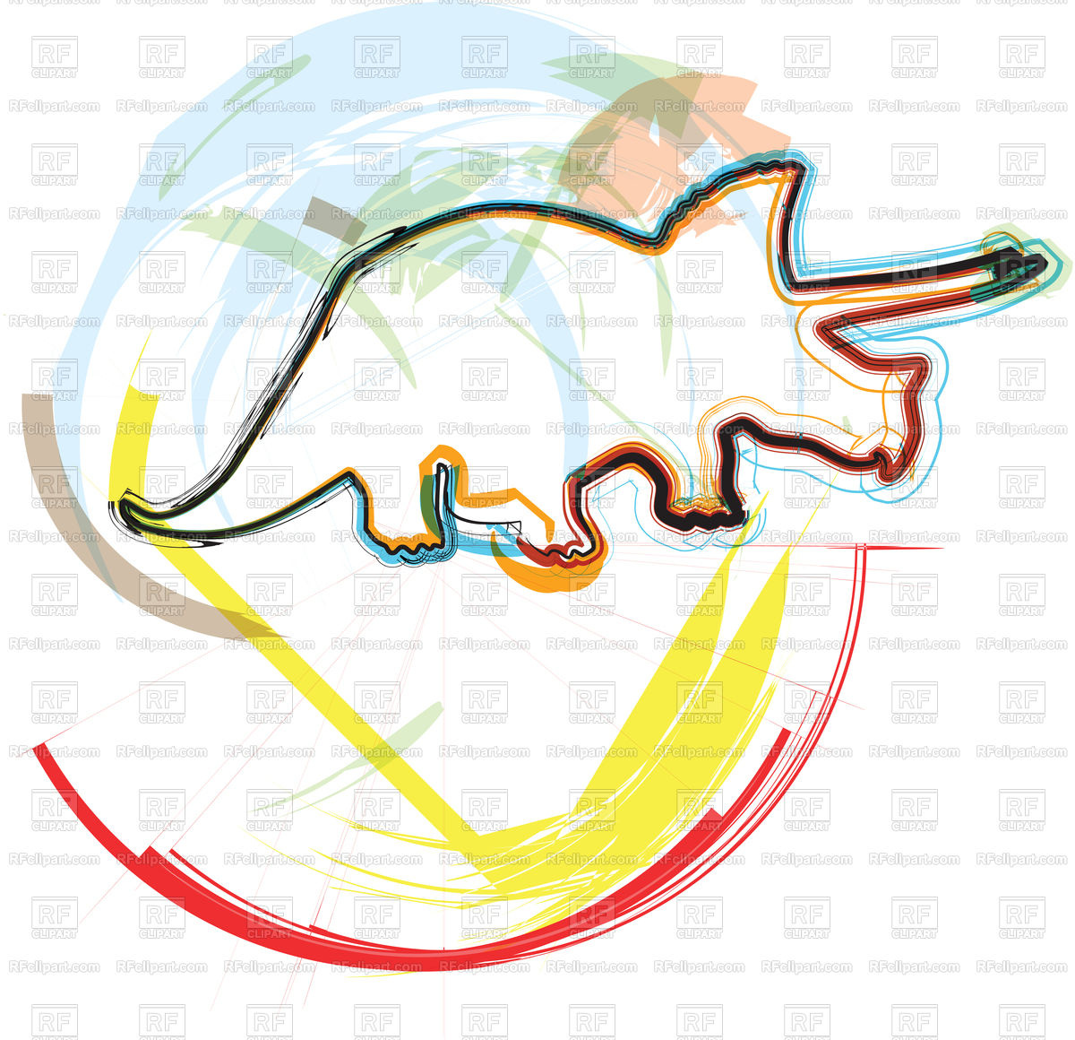 Dinosaur Outline Illustration On Abstract Color Background Vector 1200x1160 Dinosaur Outline Illustration On Abstract Color Background Vector