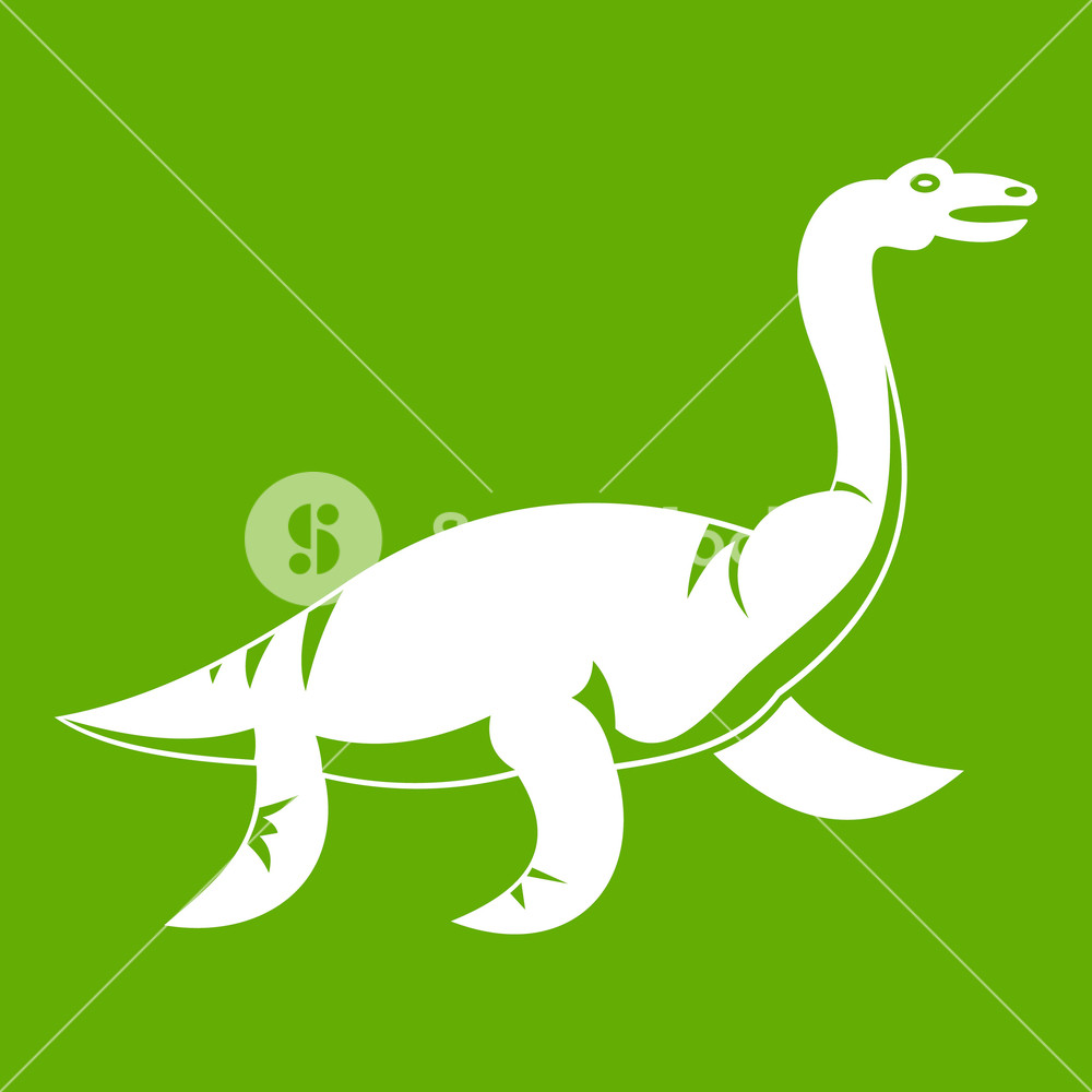 Elasmosaurine Dinosaur Icon White Isolated On Green Background 1000x1000 Elasmosaurine Dinosaur Icon White Isolated On Green Background